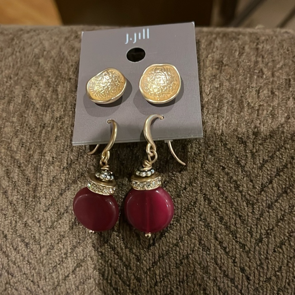 J.Jill Path-Less-Traveled Berry Stud Earring Set/NWT - Picture 5 of 8